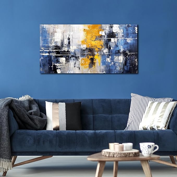 ZHAOSHOP Blue Abstract Wall Art for Office - Abstract Wall Art for Living Room - Modern Minimalist Wall Art for Bedroom Size 20" x 40"