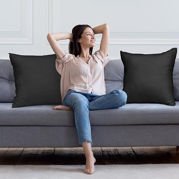 Utopia Bedding Throw Pillows Insert (Pack of 2, Black) - 26 x 26 Inches Bed and Couch Pillows - Indoor Decorative Pillow