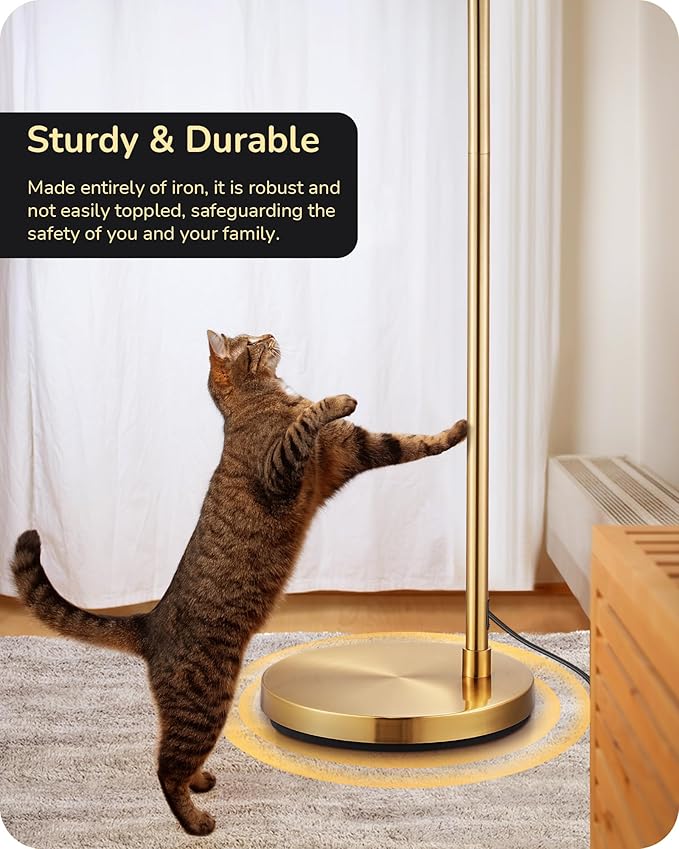 EDISHINE 78.3" Mid Century Modern Floor Lamp, Tall Standing Lamp with Remote, Rotatable LampHead, Brass Floor Lamps for Living Room, Bedroom, Office, Reading Corner, Gold/Black