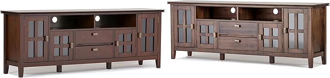 SIMPLIHOME Artisan SOLID WOOD 72 Inch Wide Transitional TV Media Stand in Natural Aged Brown for TVs up to 80 Inch, For the Living Room and Entertainment Center