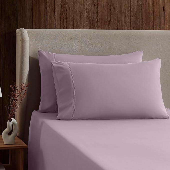 Nestl Short Queen Sheet Set - 1800 Ultra-Soft Microfiber - Double Brushed - Deep Pockets - Easy Fit - 4 Piece Set - Bed Sheets (Short Queen, Dusty Purple)