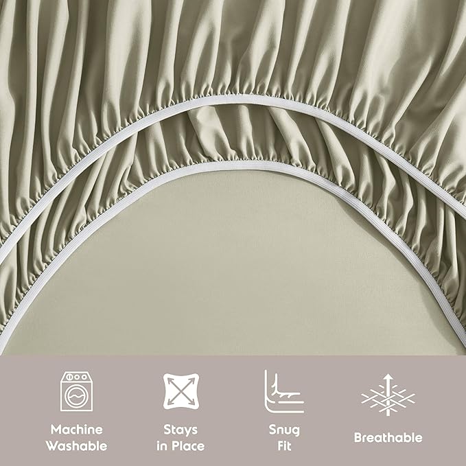 Nestl King Sheet Set - Luxury 1800 Ultra-Soft Microfiber King Bed Sheets - Double Brushed - Deep Pockets - Easy Fit - 4 Piece Set - Bedding Sheets & Pillowcases (King, Light Green)