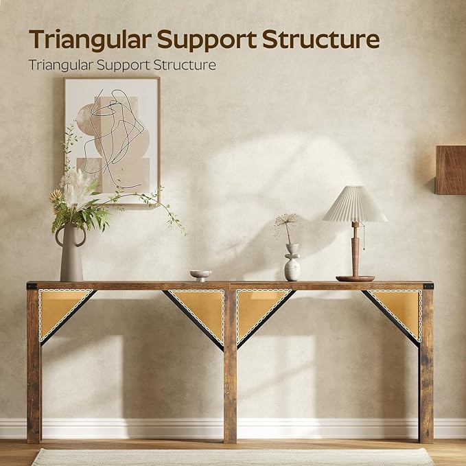 Console Table, 70.8" Long Behind Couch Sofa Table, Entryway Table, Farmhouse Console Table for Narrow Spaces, Hallway, Living Room, Rustic Brown CT31BR