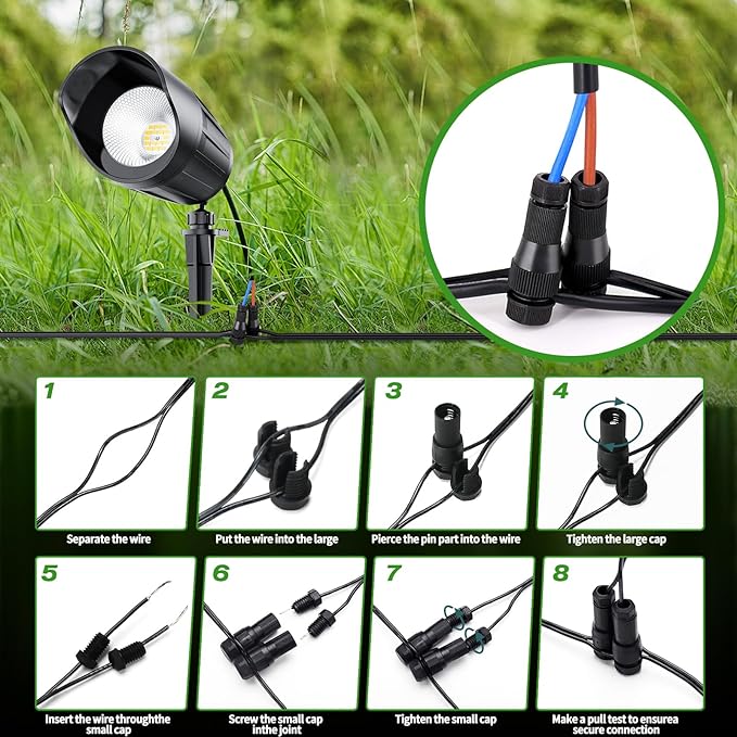 Low Voltage Landscape Lighting, 8W 800LM LED Landscape Lights with Connectors for Tree Garden Yard Pathway | 12V 24V Warm White 2700K Spotlights | IP67 Waterproof | 4 Pack