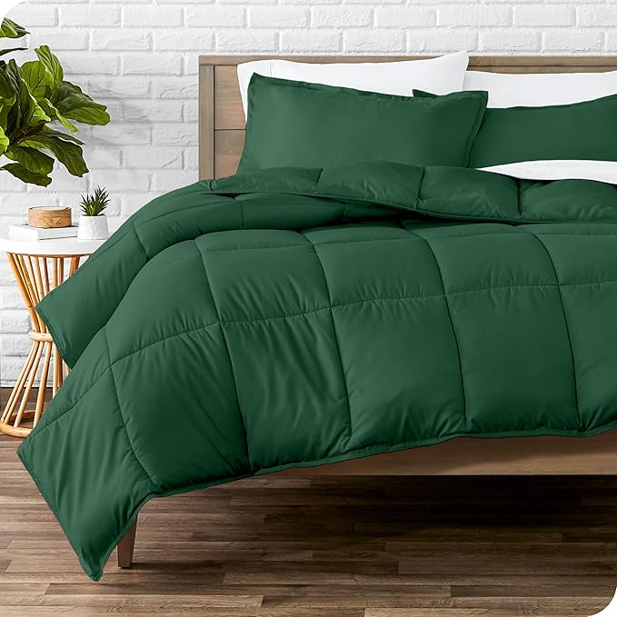 Bare Home Comforter Set - Twin/Twin Extra Long Size - Ultra-Soft - Goose Down Alternative - Premium 1800 Series - All Season Warmth (Twin/Twin XL, Forest Green)