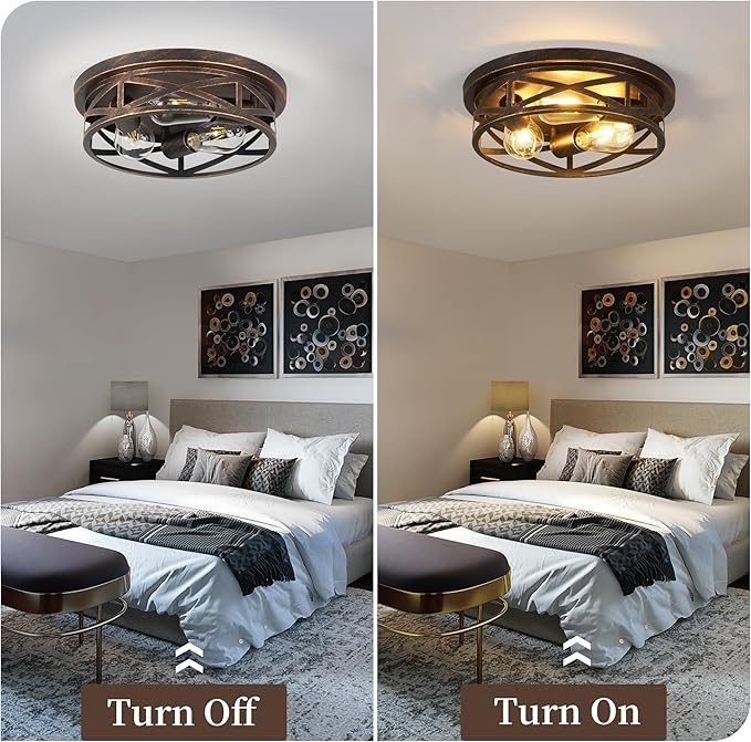 13 inch Flush Mount Ceiling Light Fixtures,3-Light Modern Hallway Light Fixtures Ceiling, Black Gold Lights Fixture Ceiling Mount for Farmhouse,Kitchen, Bedroom 2 Pack