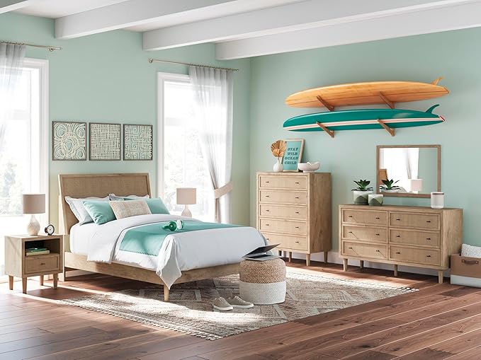 Signature Design by Ashley Cielden Farmhouse Full Panel Platform Bed, Foundation or Box Spring Not Needed, Light Brown