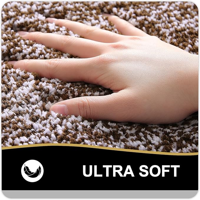 OLANLY Bathroom Rugs 36x24, Extra Soft and Absorbent Microfiber Bath Mat, Non-Slip, Machine Washable, Quick Dry Shaggy Bath Carpet, Suitable for Bathroom Floor, Tub, Shower (Large, Brown)