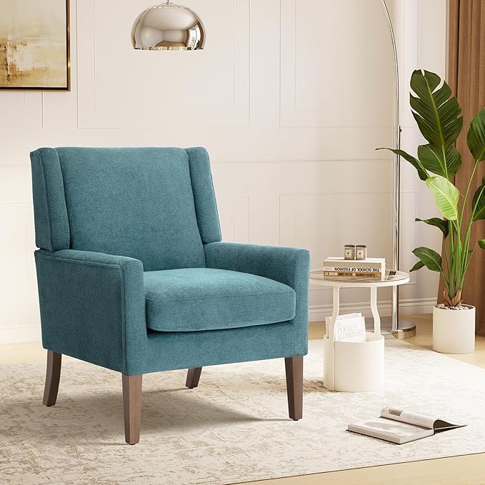 Accent Chairs for Living Room, Mid-Century Wooden Fabric Living Room Chairs, Arm Chair, Side Chairs for Living Room, Bedroom, Reading Nook