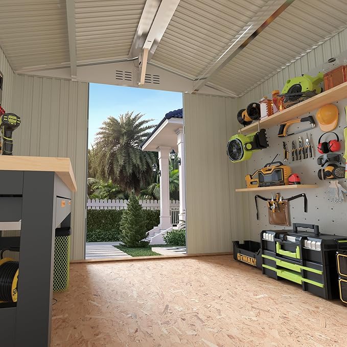 Metal Storage Shed,Outdoor Storage Building 8x6,Large Backyard Shed with Lockable Door,Waterproof Outside Storage Shed