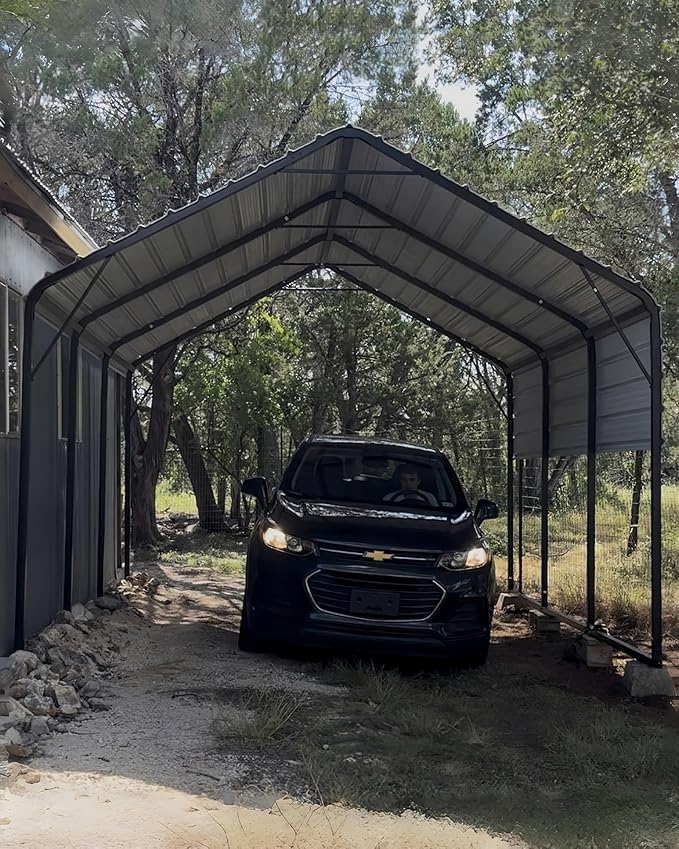 13'x16'x11' Metal Carport, Steel Heavy Duty Car Ports for All-Weather, for Cars, Motorcycles, ATV, or Boats, N.W. 500 Lbs