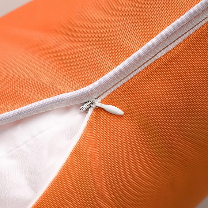 Phantoscope Pack of 2 Outdoor Waterproof Solid Throw Decorative Pillow Cover Decorative Square Outdoor Pillows Cushion Case Patio Pillows for Couch Tent Sunbrella, Orange 12x20 inches 30x50 cm