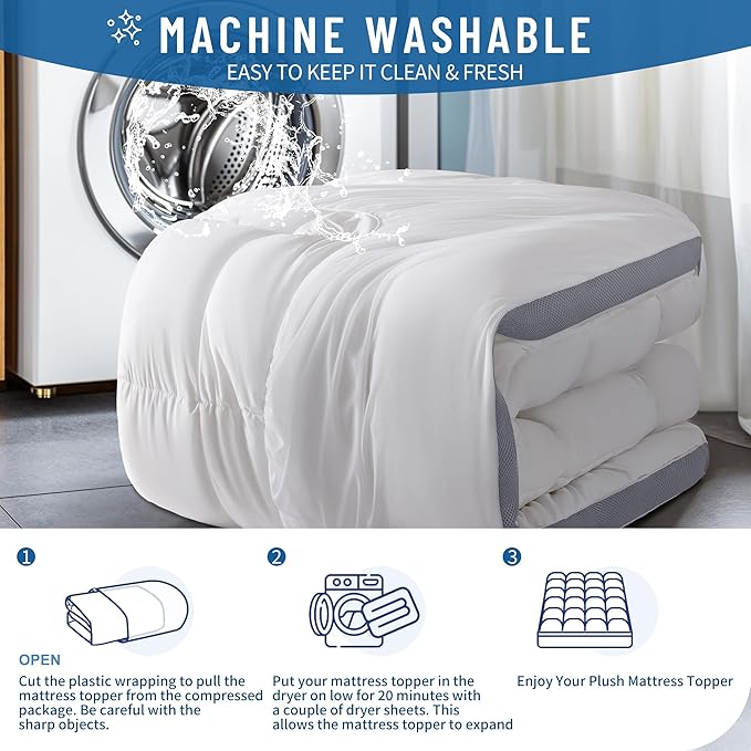 King Mattress Topper - Relieve Back Pain with 1700GSM Gel-Infused Cooling, Breathable Sides & 6"-18" Deep Pocket(78"x80")