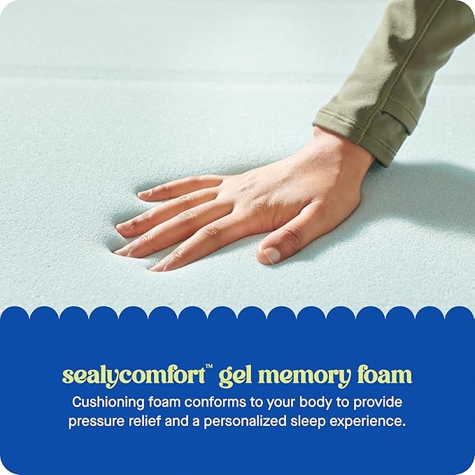 Sealy Dreamlife 3” Gel Memory Foam California King Mattress Topper with Cooling Cover, SealyComfort Gel Foam, SealyCool Stretch Knit Cover with Corner Straps