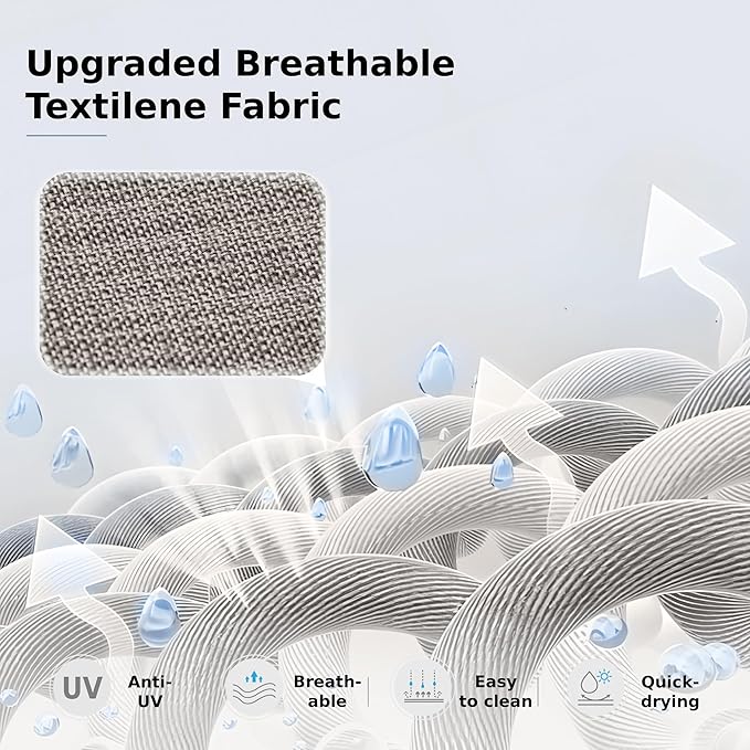 MFSTUDIO Patio Dining Set for 6, Round Patio Table and Chairs Set of 6 with Umbrella Hole, Outdoor Patio Furniture Set for Deck, Backyard, Poolside & Garden