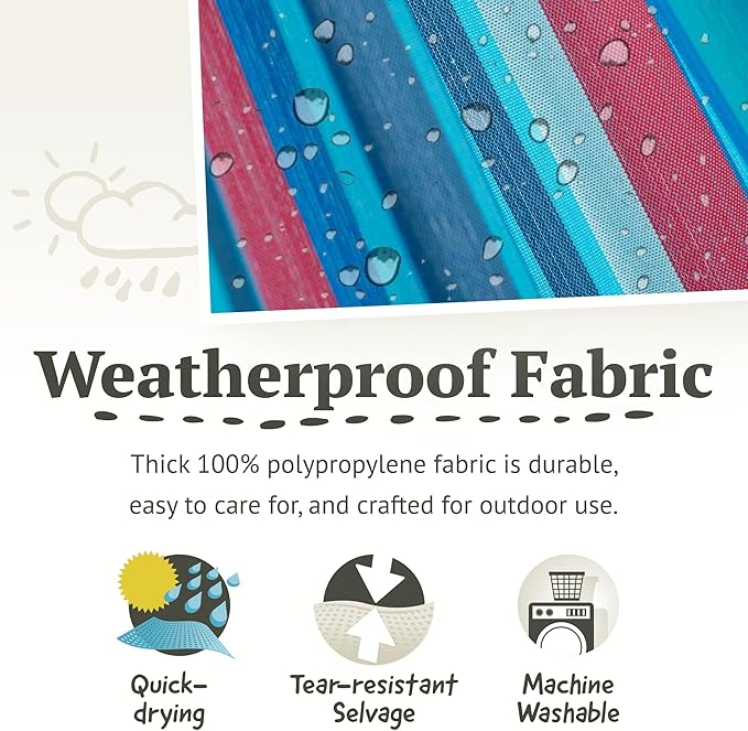 LA SIESTA® - Large Double Brisa Classic Hammock & Nautico Steel Stand - Weather & Tear Resistant Portable Hammock w/Stand - Balcony Porch Garden Outdoor Indoor Hammock - 2-Person Max 355 Lbs, Wave