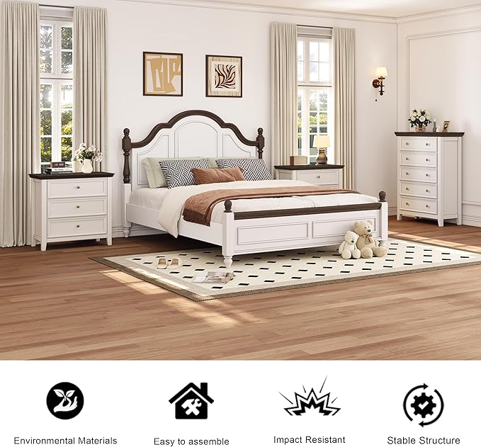 BLANKSPACE Dresser for Bedroom, 3 Drawer Dresser, Modern 3 Chest of Drawers, Farmhouse Storage Cabinet with 3 Drawers for Home Office, Dining Room, Antique White