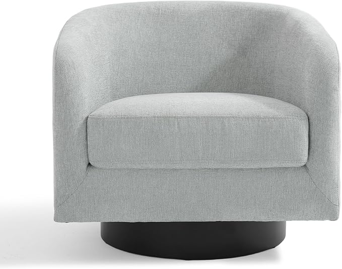 UIXE Swivel Accent Chair, Chenille Barrel Chairs Upholstered Armchair for Living Room, Modern Round Arm Chair Small Single Sofa Bedroom Reading Seat - Light Gray