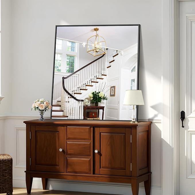 KOCUUY Black Rectangle Mirror, 36"x40" Bathroom Mirrors for Over Sink, Large Black Wall Mounted Mirror, Metal Framed Mirror for Wall, Vanity Mirror for Bathroom Living Room Bedroom Dining Room