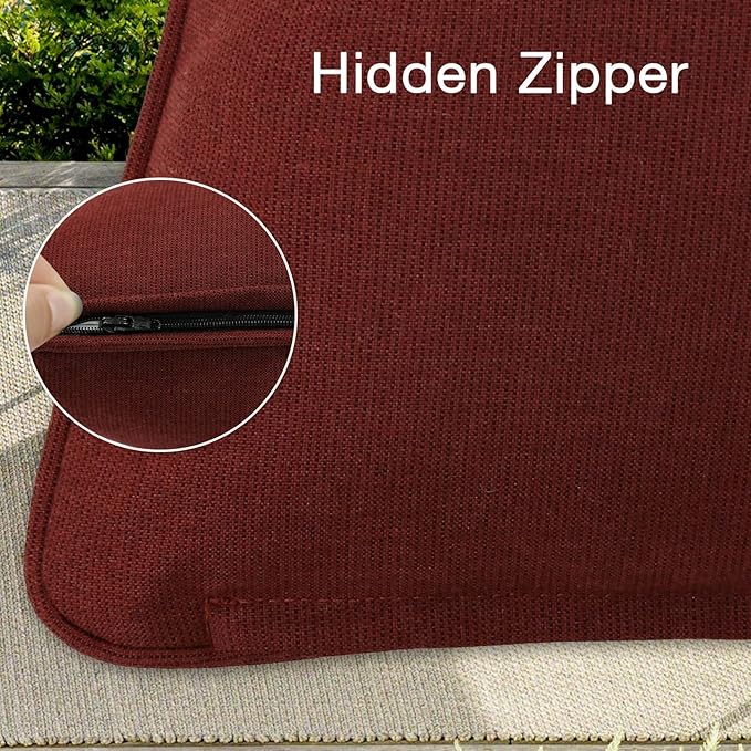 Outdoor Sunbrella Decorative Throw Pillow Covers Only, Pack of 4, 17"x17" & 20"x12" Water Repellent Replacement Lumbar Pillow Case for Patio, Couch, Sofa and Patio Furniture, Spectrum Brick