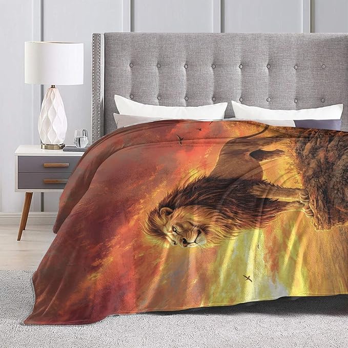 Lion Blanket Soft Cozy Lion Fleece Throw Blanket Warm Lightweight Animal Flannel Plush Bedding Stuff Decor Blankets Gifts for Lover Girls Boys Kids Women Adults Bed Travel 50"x60"