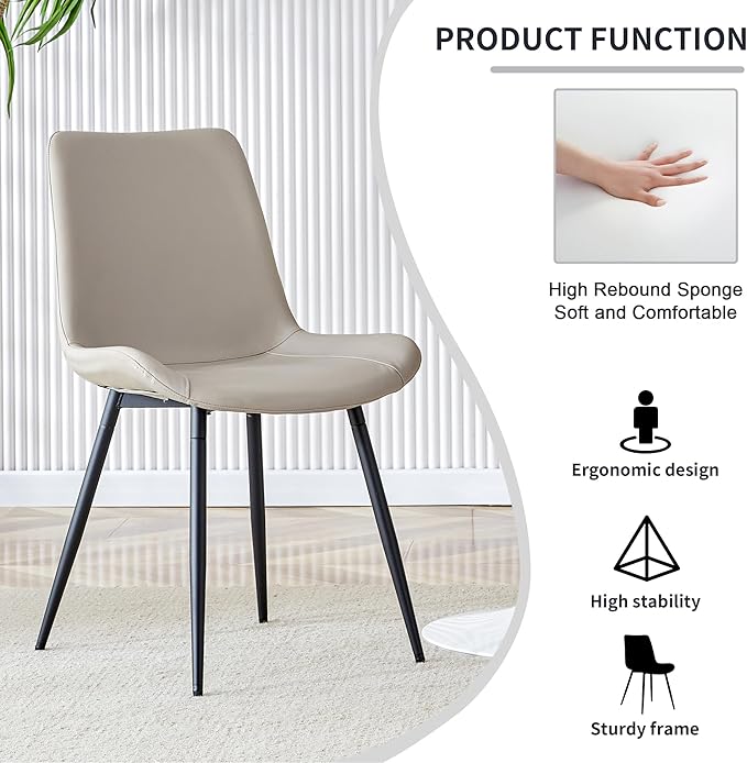 Round Dining Table Set for 4, Round Kitchen Dining Table and Chairs Set for 4,Modern 42" Wood Dining Room Table Set with PU Leather Chairs for Small Space Kitchen Office Cafe Apartment