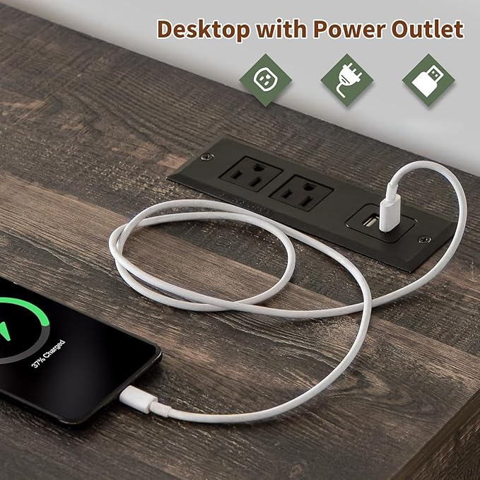 Dressers for Bedroom,6 Drawers Dresser with LED Light,Power Outlets and Open Shelves,Chests of Drawers for 65 inch TV, for Hallway, Entryway, Dark Rustic Oak