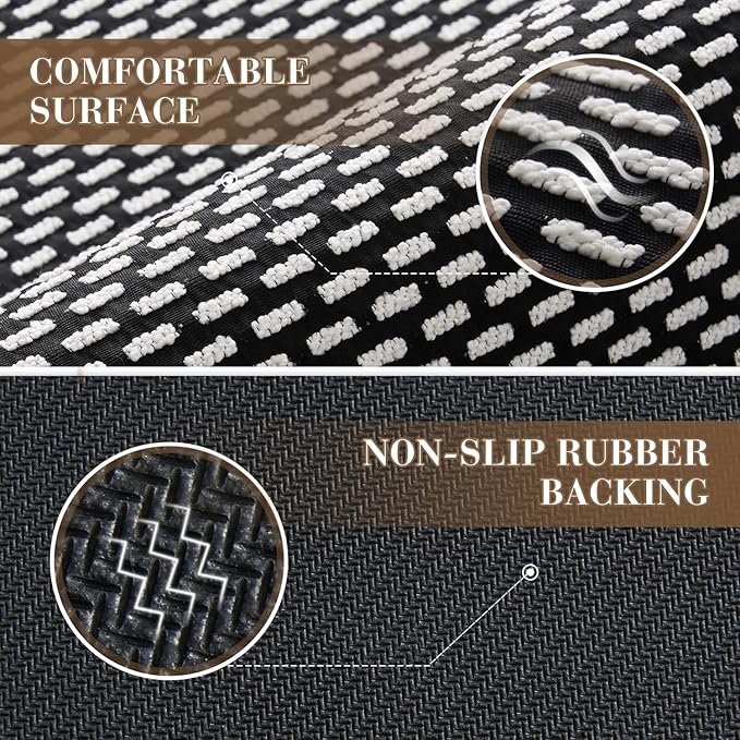 RESARE Non Slip Bathroom Runner - Machine Washable Bath Rugs, Super Absorbent Bath Mat Quick Dry Bath Runner, Bath Mat Ultra Soft Rugs for Bathroom Floor, 20"x70" Black