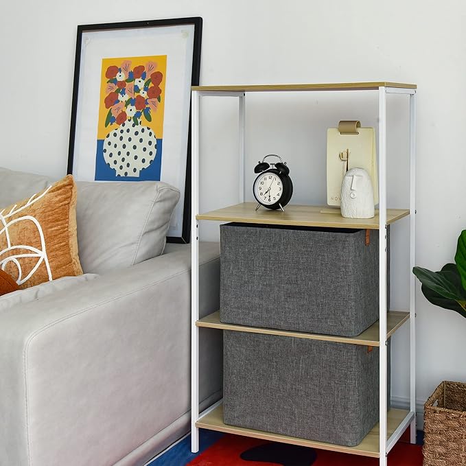 GRANNY SAYS Storage Baskets for Shelves, Closet Organizer Bins, Clothes Storage Bins with Metal Frame, Extra Large Baskets for Organizing and Storage, Collapsible, Dark Gray, 2-Pack