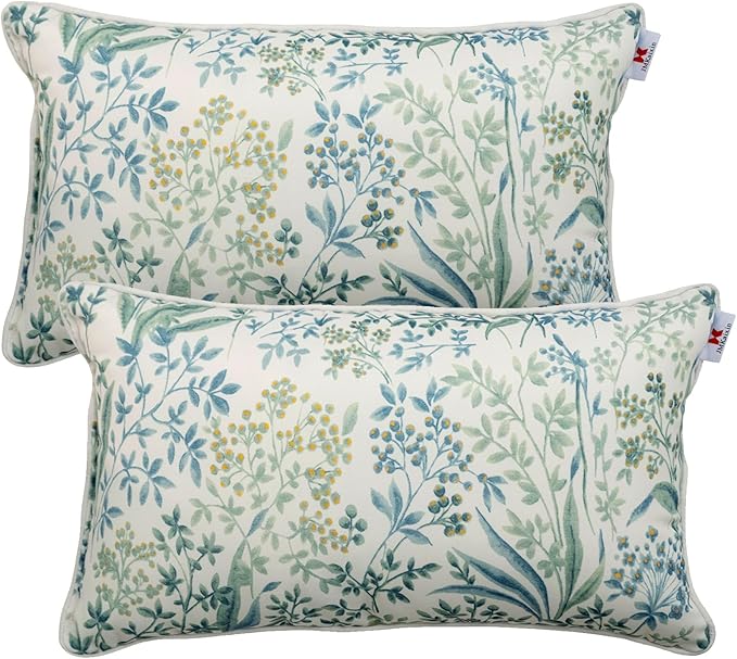 Pack of 2 Patio Lumbar Pillows, 12"x20" Fade Resistant Outdoor Waterproof Lumbar Pillow with Inners, Decorative Garden Lumbar Cushions for Home Patio Terrace Sofa Use