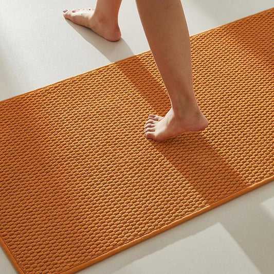 Bathroom Runner Rug, Long Bath Mat Washable Thin Quick Dry Low Pile Bathroom Runner Rugs 24 x 60 Non Slip, Orange 24"x60"
