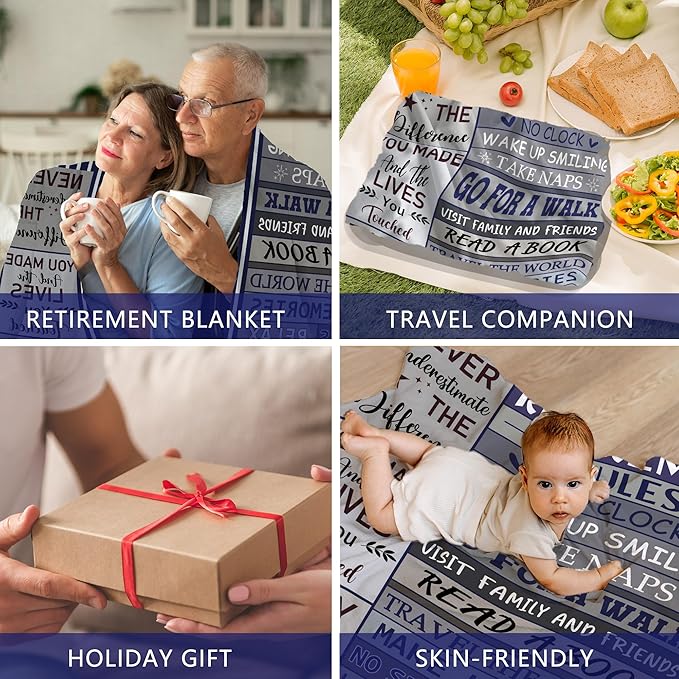 Retirement Gifts for Men Throw Blanket, Retired Gift for Dad, Grandpa, Coworker, Retirees, Happy Retirement Decoration - Coworker Leaving Farewell Going Away for Friends, Retired Blanket 50"X60"