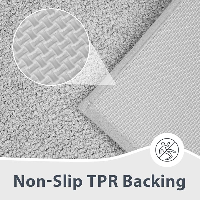 Bathroom Rugs 24" x 36", Non-Slip Extra Soft Absorbent Bath Rugs, Machine Washable Quick Dry Bath Mats for Bathroom Floor, Shower, Bathtub and Sink, Light Grey & Grey