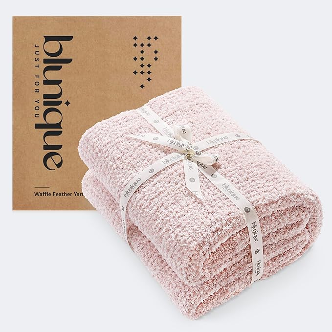 Super Soft Throw Blanket 50 x 60 Inches, Half-Side Plush Fuzzy Blanket for Couch, Sofa, Bed & Chair, Warm Cozy Lightweight Knit Blanket for Fall & Winter