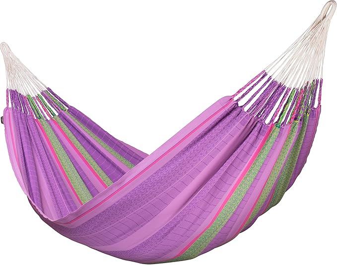 LA SIESTA Flora Classic Cotton Hammock & CasaMount, Indoor/Outdoor Hammock, Blossom, 2 Person, 440 lbs Max Weight, 5'W x 13'L