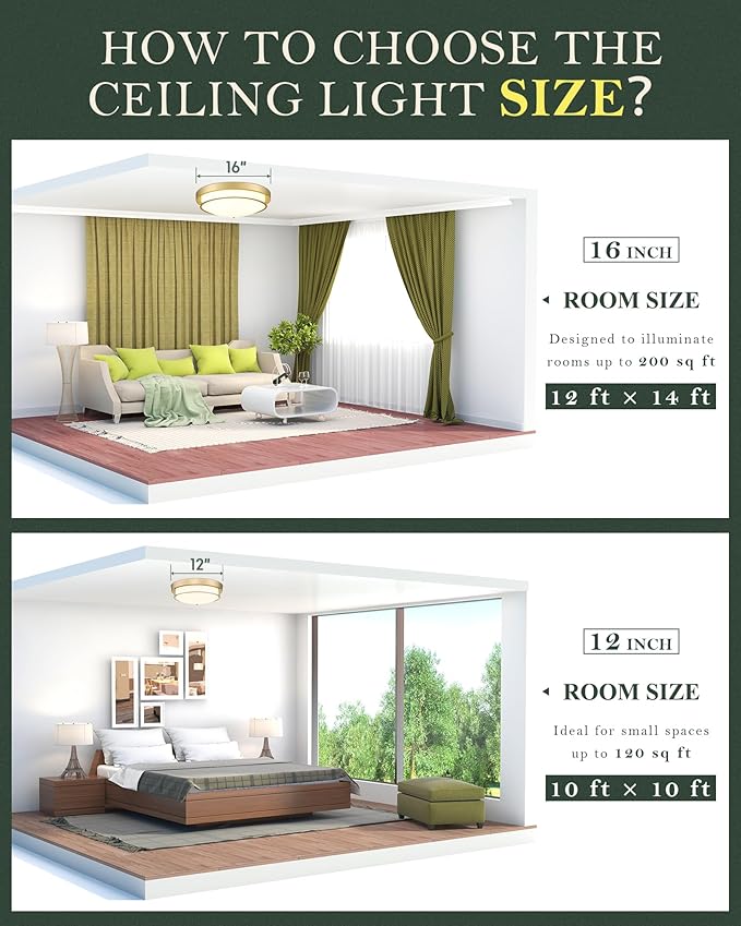 16 inch Flush Mount Light Fixture, 3-Light Modern Ceiling Light with Polished Gold Finish for Hallway Kitchen Laundry Bedroom, CL4822-3W-PG