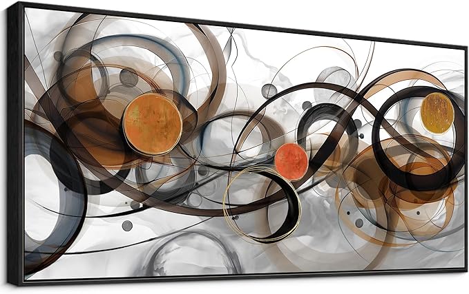 XLSJERST Large Wall Art for Living Room - Black and Gray Canvas Picture Framed Artwork for wall Modern Abstract Minimalist Paintings Oversize Wall Decor
