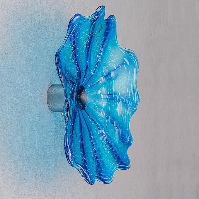 Hand Blown Glass Wall Plates Decor, Modern Unique Glass Wall Art, Murano Blown Glass Wall Art with Transparent and Easy to Clean for Staircase, Living Room, Kitchen, Hallway