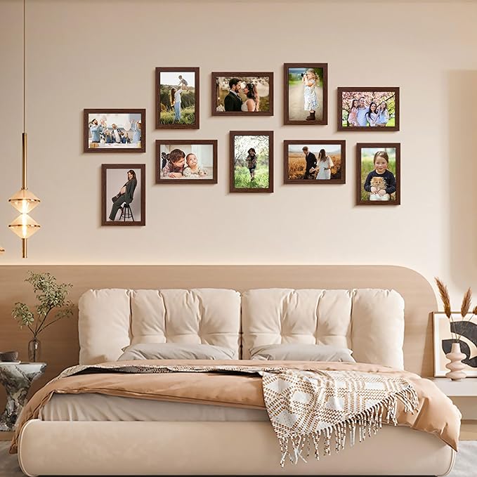 FIXSMITH 4x6 Picture Frame Set of 2, Photo Frame 4x6 with HD Plexiglass, Brown Picture Frames Collage for Tabletop or Wall Display