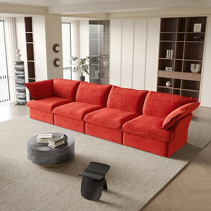 JACH Modular Sectional Couches for Living Room, 162" Deep 4 Seats Sectional Sofa, Cushion Covers Removable, Two Corners and Two Middle, Sofas Furniture for Living Room, Red