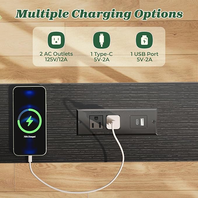 SUPERJARE 5.9 Inch Console Table with Outlet, Sofa Table, Behind Couch Table, 5.9 x 39.4 x 29.1 Inches, Metal Frame, Charging Station, for Living Room, Black