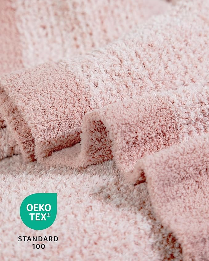 Super Soft Throw Blanket 60 x 80 Inches, Half-Side Plush Fuzzy Blanket for Couch, Sofa, Bed & Chair, Warm Cozy Lightweight Knit Blanket for Fall & Winter, Pink