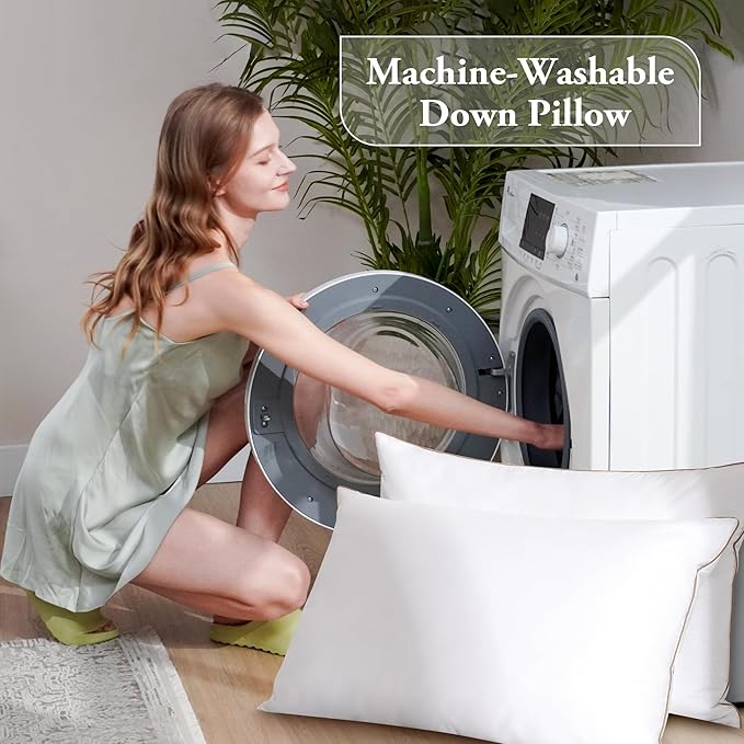 Deodar Bed Pillows Goose Feather Down Pillows King Size Set of 2 - Made in USA - Hotel Pillow for Sleeping Soft Fluffy Pillow for Back Side Stomach Sleepers 20" x 36"