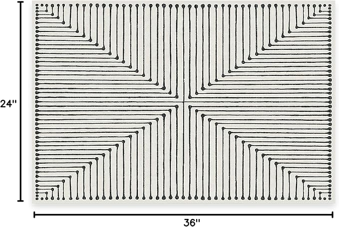 RUGGABLE x Jonathan Adler Machine Washable Modern Area Rug– Inkdrop Black & Ivory 2x3, Stain-Resistant, Non-Slip – Small Rugs for Living Room, Bedroom, Hallway, Entryway & Bathroom–with Cushioned Pad