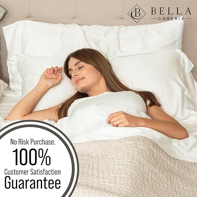 Bella Coterie Luxury Bamboo Viscose Full Size Sheet Set | 100% Organically Grown | Ultra Soft | Cooling for Hot Sleepers | 18" Deep Pocket [White]