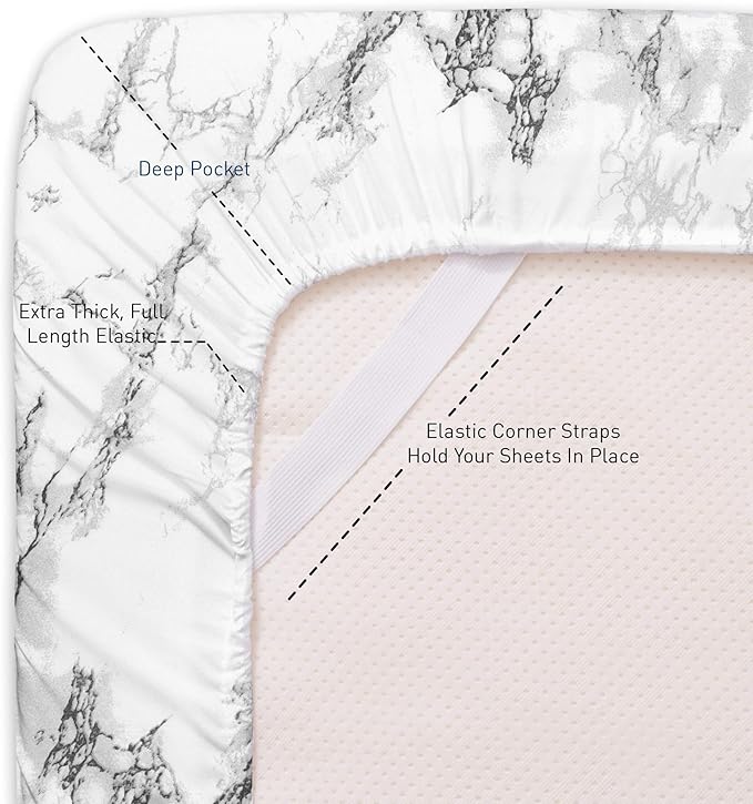 1500 Supreme Collection Extra Soft Marble Print 4-Piece Sheet Set- Luxury Bed Sheets Set with Deep Pocket Wrinkle Free Bedding, California King Size