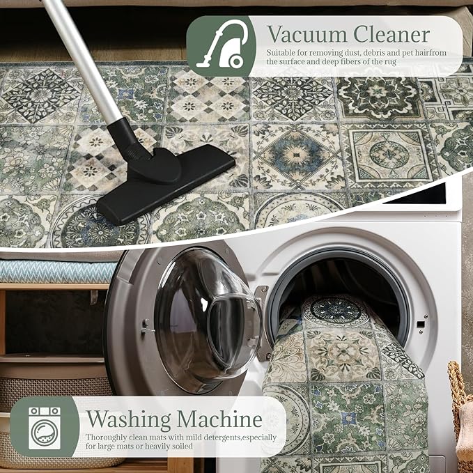 Washable 2'x3' Non Slip Rug Vintage Soft Low Pile Lightweight Small Area Rugs for High-Traffic Areas (Entryway, Kitchen, Hallway), Farmhouse Decor