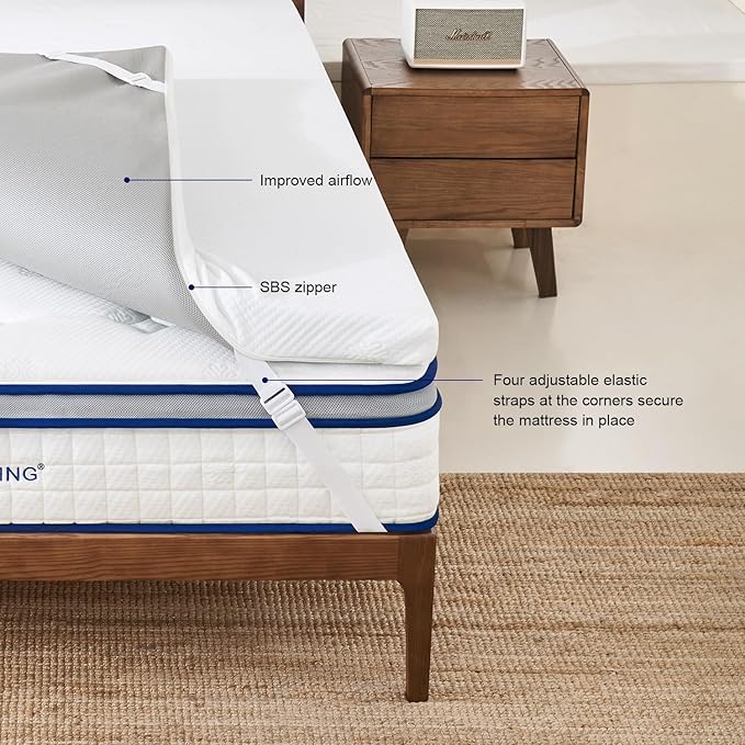 Mattress Topper King, 2-Inch Gel Memory Foam Mattress Topper for Cool Night Sleep & Pressure Relief, King Mattress Topper in a Box,Breathable Mattress Cover with Removable Cover,CertiPUR-US Certified