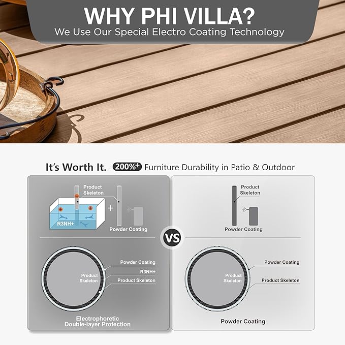 PHI VILLA 9-Piece Outdoor Dining Set, Retangualr Metal Table (60") with Umbrella Hole and 8 Stackable Dining Chairs – Perfect for Patio, Garden, Deck, Porch, and Yard, 9PCS Outdoor Dining Set Style 2