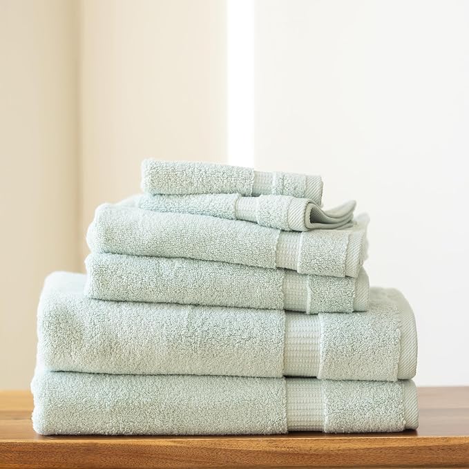 SALBAKOS 100% Turkish Cotton 6-Piece Towel Set | Heirloom Quality Hotel & Spa Collection | Soft, Absorbent 2 Washcloth, 2 Hand, 2 Bath Towel Sets | Made in Turkey (Seafoam Green, 6 Piece Towel Set)